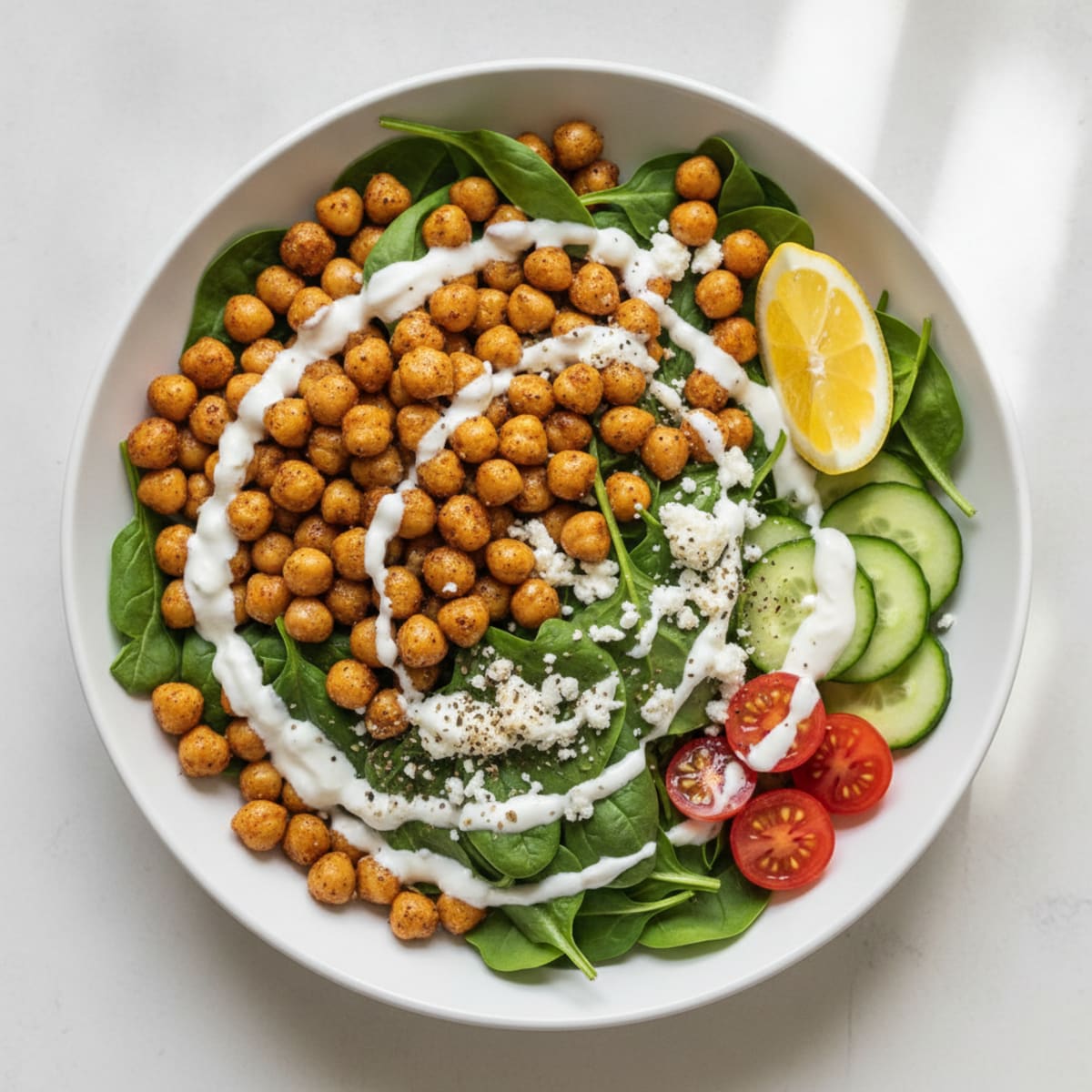 Mediterranean Chickpea & Spinach Bowl