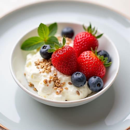 Low-Fat Cottage Cheese with Fresh Berries and Hemp Seeds