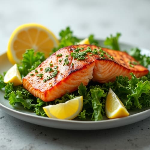 Grilled Salmon over Mixed Greens with Lemon Vinaigrette
