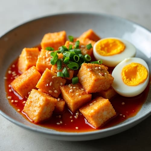 Spicy Gochujang Rice Cakes with Crispy Tofu-image