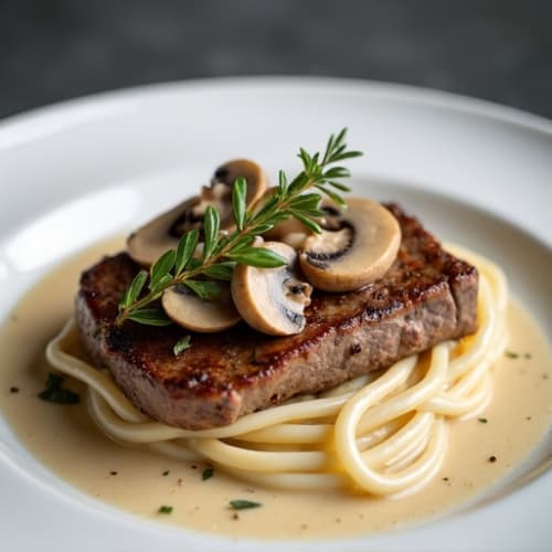 Pan-Seared Lean Beef with Creamy Mushroom Sauce