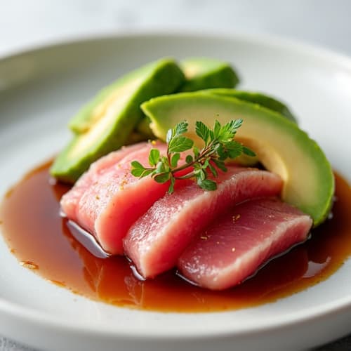 Seared Tuna Sashimi with Avocado Slices