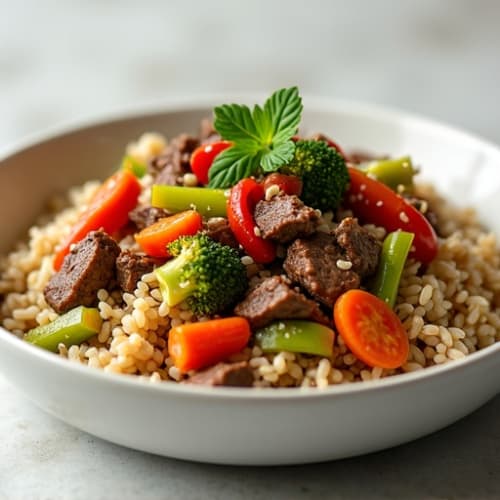 Lean Beef and Vegetable Stir-Fry with Brown Rice