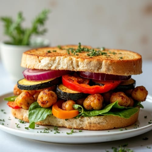 Herb-Roasted Vegetable Sandwich with Garlic Aioli