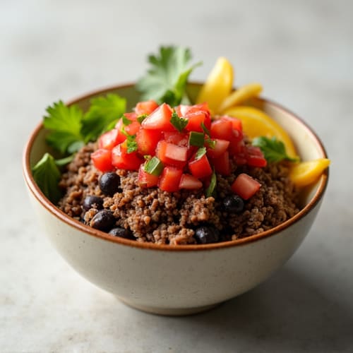 Lean Ground Beef and Black Bean Bowl with Pico de Gallo