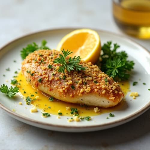 Herb-Crusted Lemon Garlic Pan Seared Chicken