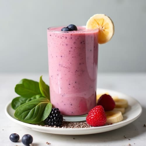 Silky Tofu Protein Smoothie with Spinach and Berries