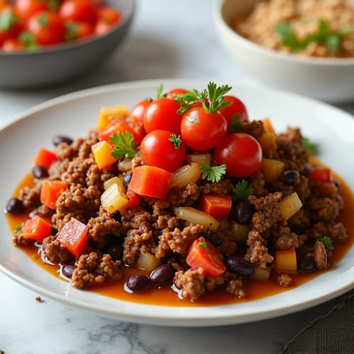 Spiced Ground Beef Taco Skillet with Fresh Salsa