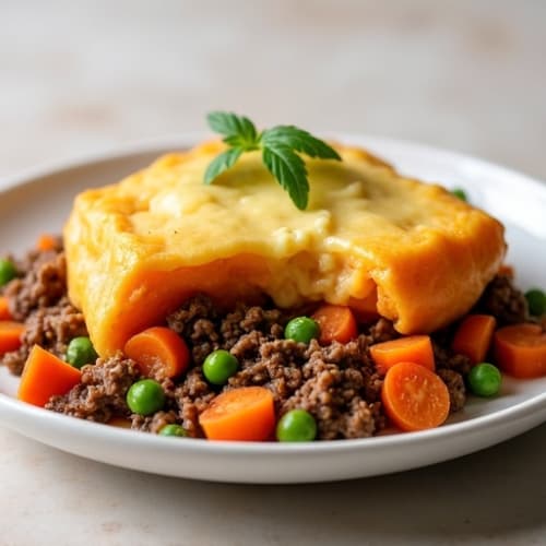 Lean Ground Beef Shepherd's Pie with Creamy Sweet Potato Topping