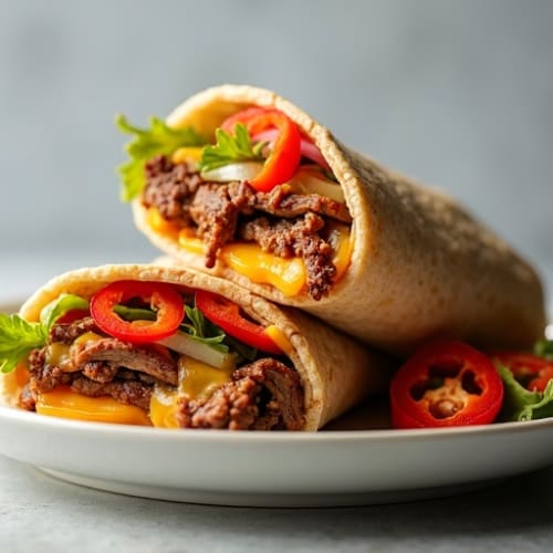 Crispy Lean Steak and Cheesy Whole Wheat Wrap