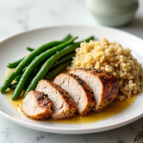 Roasted Pork Tenderloin with Garlic Green Beans and Quinoa