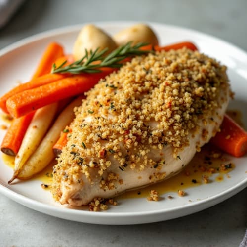 Herb-Crusted Baked Chicken with Roasted Root Vegetables