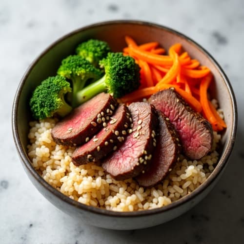 Sesame-Ginger Beef and Brown Rice Bowl
