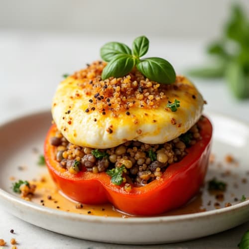 Lentil and Quinoa Stuffed Bell Peppers with Fresh Herbs