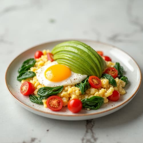 Creamy Scrambled Eggs with Spinach and Tomatoes