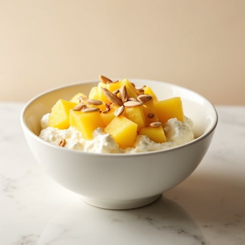 Cottage Cheese Bowl with Pineapple and Sunflower Seeds