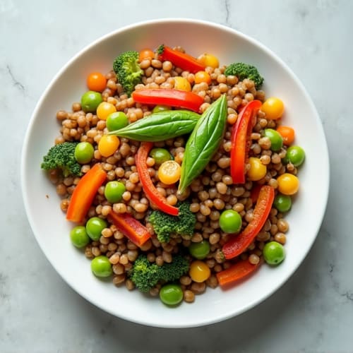 Lentil and Vegetable Stir Fry with Edamame