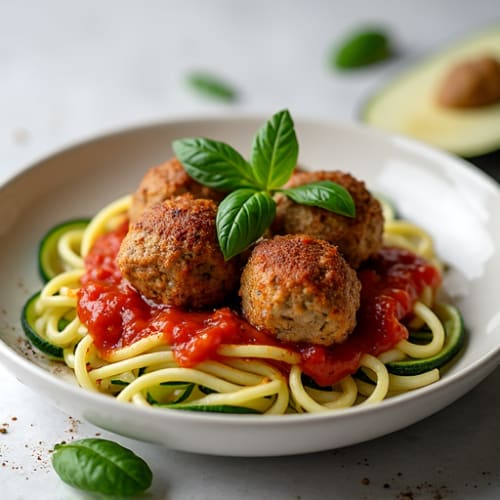 Lean Turkey Meatballs with Zucchini Noodles