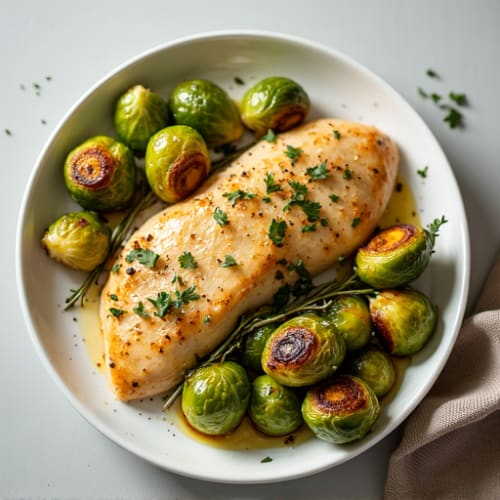 Lemon Herb Chicken Breast with Roasted Brussels Sprouts