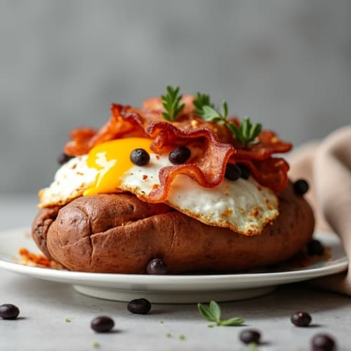 Crispy Loaded Sweet Potato with Turkey Bacon
