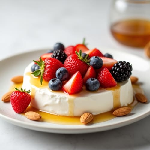 Cottage Cheese with Almonds, Fresh Berries & Honey