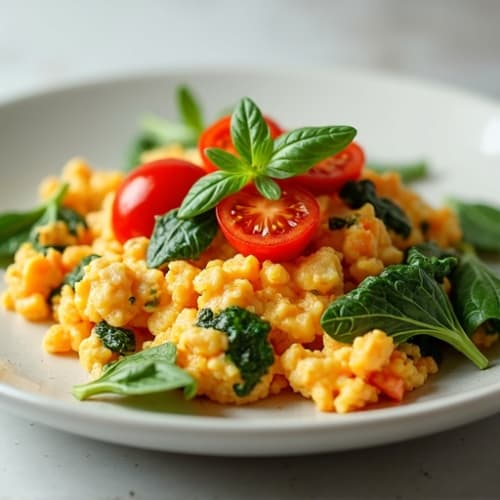 Chicken Egg White Scramble with Spinach and Tomatoes