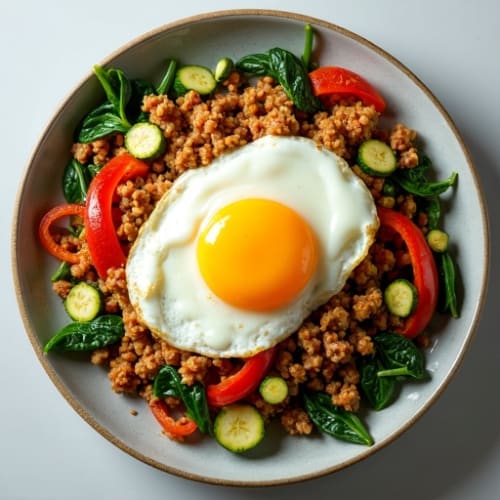 Lean Ground Turkey and Crispy Vegetable Skillet