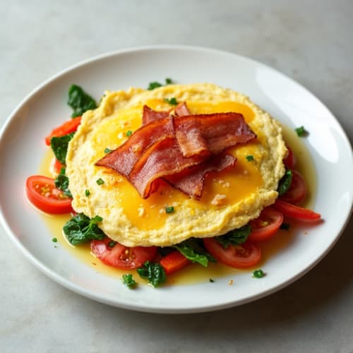 Egg White Veggie Omelette with Turkey Bacon