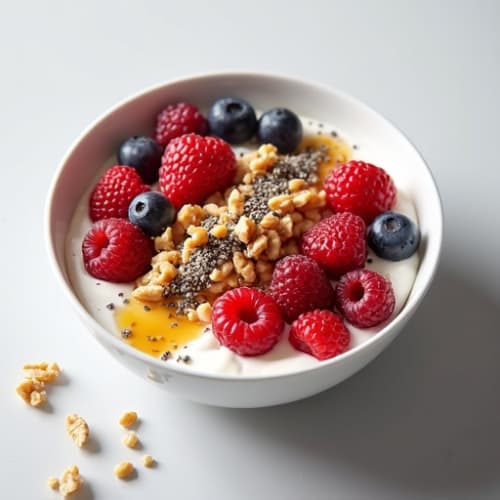 Greek Yogurt Bowl with Mixed Berries and Chia Seeds