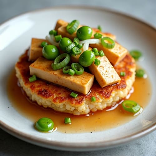 Crispy Pan-Seared Rice Cakes with Sesame Ginger Sauce