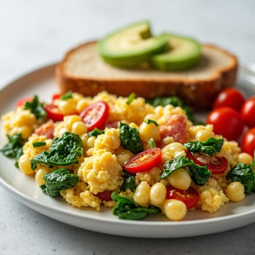 Egg White Veggie Scramble with Turkey Bacon