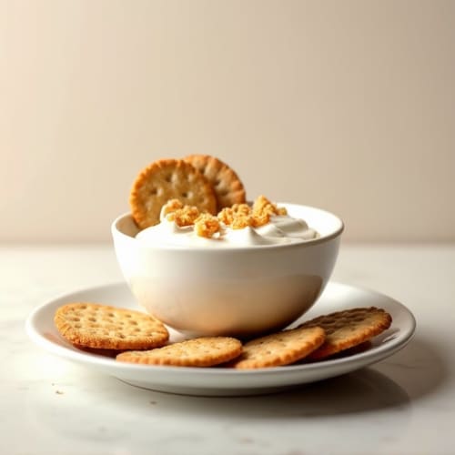 Greek Yogurt with Protein Powder and Gluten-Free Crackers