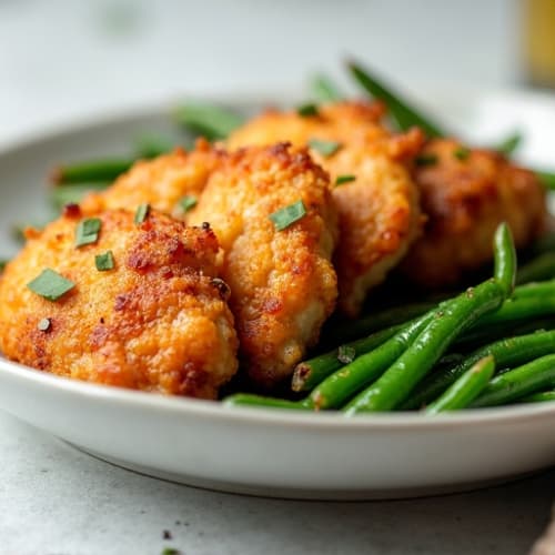 Crispy Baked Chicken Wingettes with Roasted Green Beans