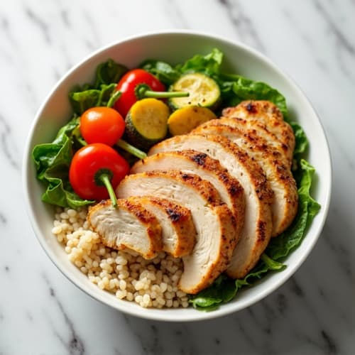 Chicken and Rice Protein Bowl with Roasted Vegetables