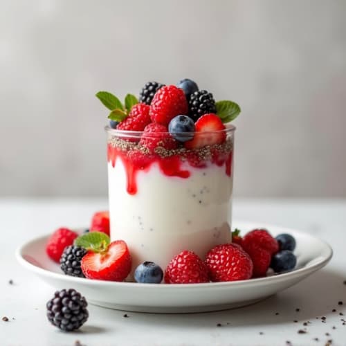 Silky Greek Yogurt Parfait with Chia Seeds and Mixed Berries