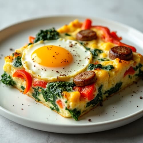 Spinach Egg Bake with Sausage and Sweet Peppers