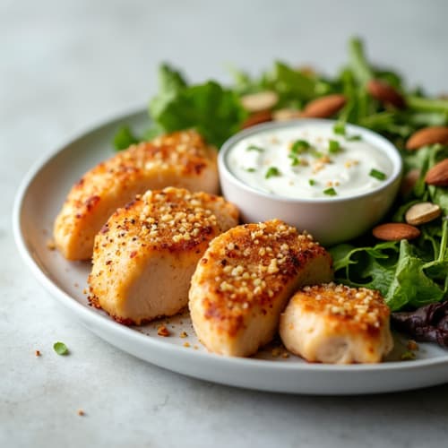 Chicken Breast Strips with Creamy Yogurt Dip