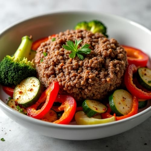 Lean Ground Beef Mince with Crispy Roasted Vegetables