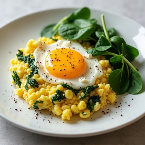 Protein-Packed Scrambled Eggs with Fresh Spinach and Feta