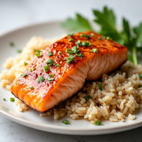 Ginger-Sesame Glazed Salmon with Jasmine Rice