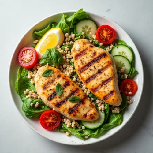 Grilled Chicken Salad with Quinoa and Mixed Greens