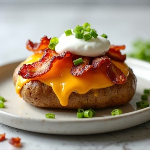 Loaded Baked Potato with Crispy Lean Bacon and Creamy Cheddar