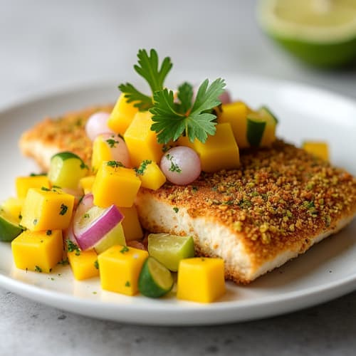 Crispy Pistachio-Crusted Mahi Mahi with Mango Salsa