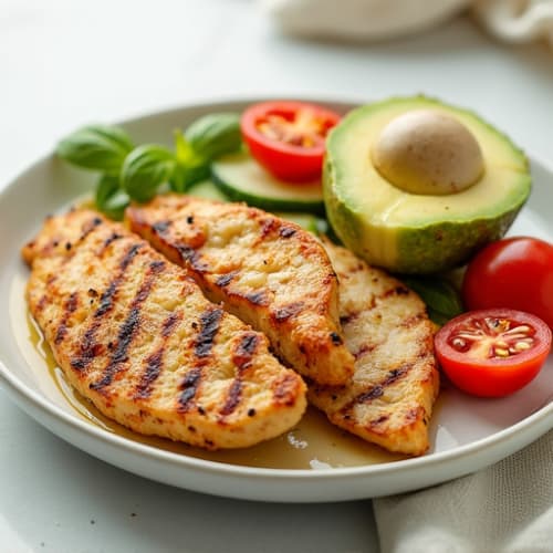 Grilled Chicken Breast Strips with Fresh Veggies