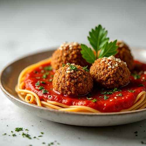 Herb-Crusted Lentil Meatballs with Marinara