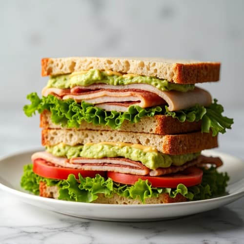 Stacked Turkey Club with Fresh Avocado Spread