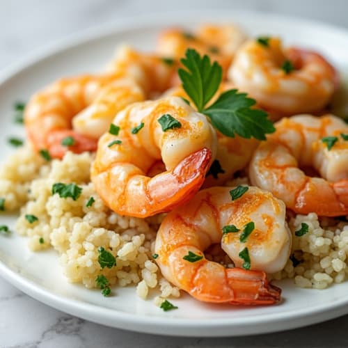 Garlic-Lemon Pan Seared Shrimp with Herb Cauliflower Rice