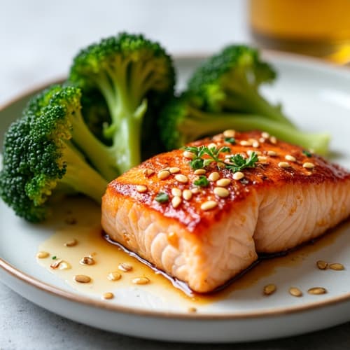 Ginger-Sesame Glazed Salmon with Roasted Broccoli