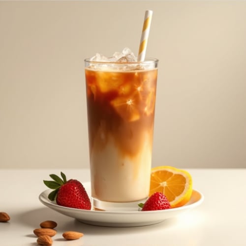 Sugar-Free Iced Cold Brew with Splash of Almond Milk & Protein Boost