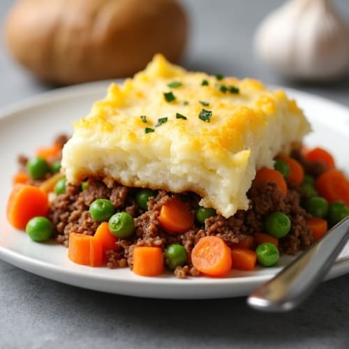 Lean Ground Beef Shepherd's Pie with Creamy Potato-Cauliflower Topping